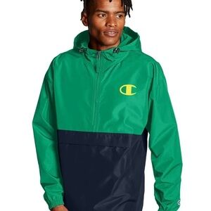 Champion Men's Two-Tone Green and Black Windbreaker